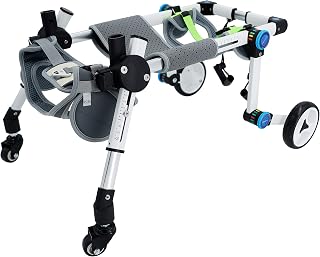 Adjustable 4 Wheel Dog Wheelchair,Foldable Dog Wheelchair for Back Legs,Helps Small Pets with paralyzed Legs Full Support regain (XSLW White)