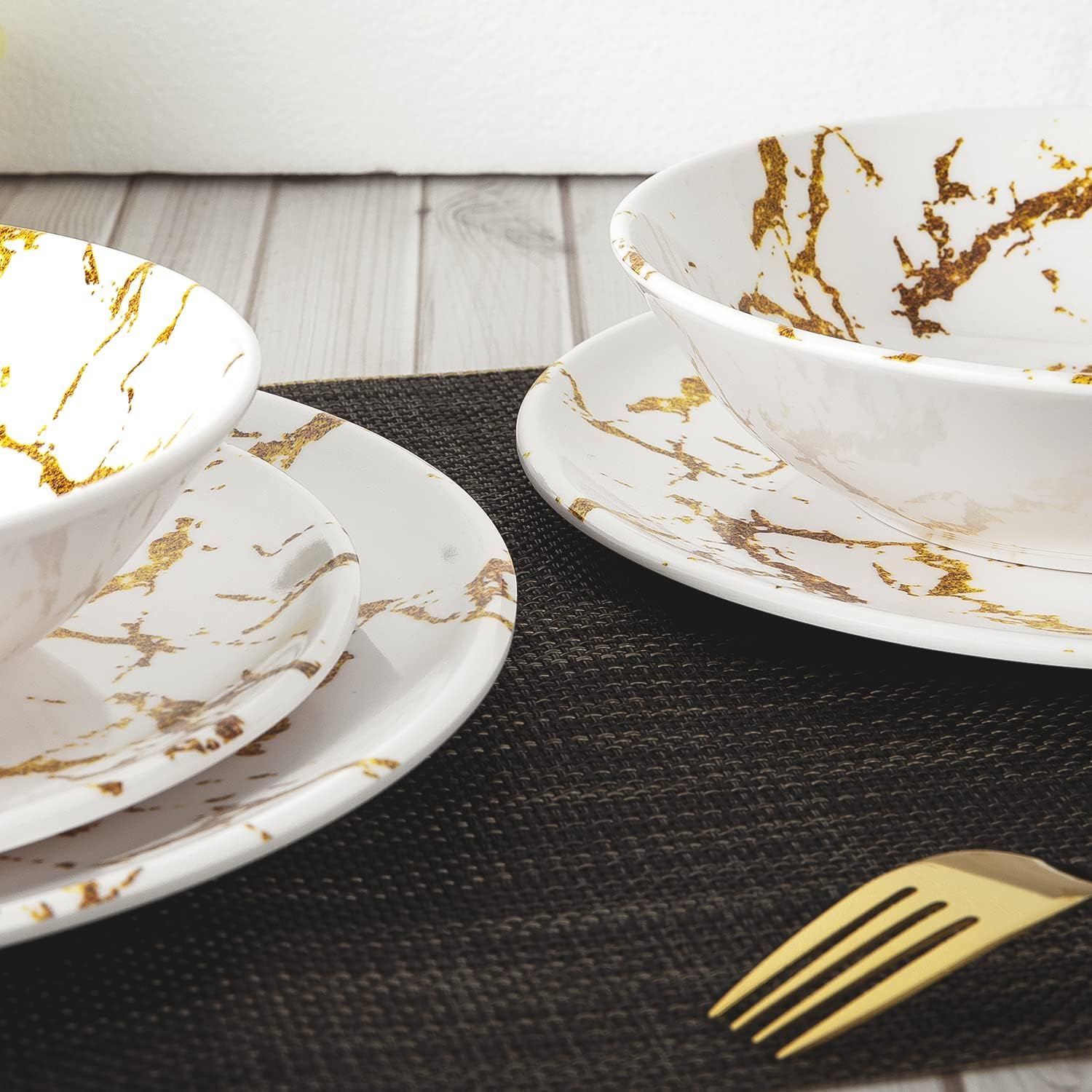 Melamine Dinner Black Marble Dish Set Melamine Dinnerware Set