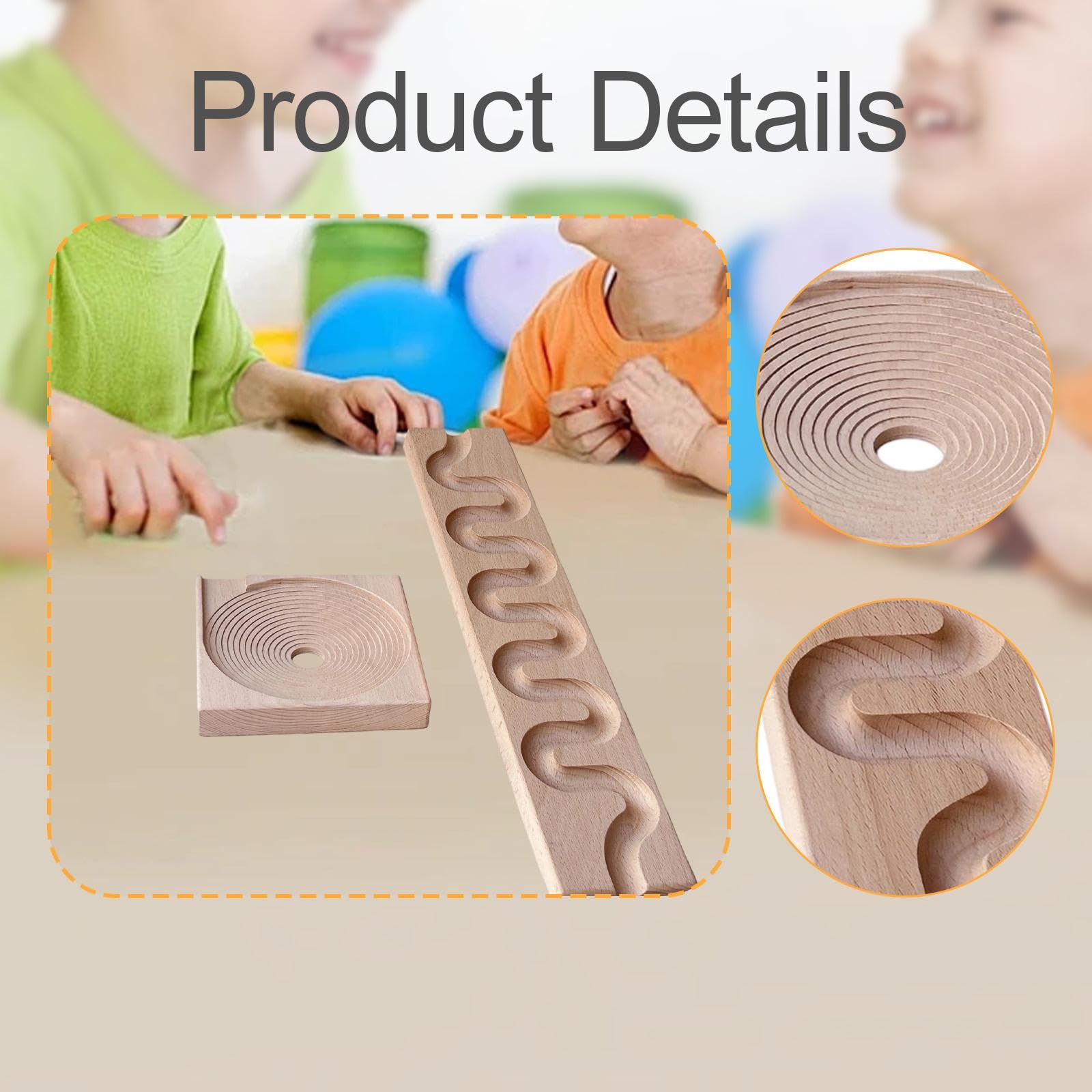 Gralara Marble Run Holz Kugelbahn Konstruktionsspiel Murmelbahn Lernspielzeug Bauklötze für Jungen Mädchen Pädagogische Förderung Zuhause, Style B