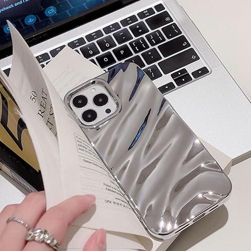 Miniatura 3 de Funda compatible con iPhone 15 Pro Max, bonito y lujoso patrón de ondas de agua rizado en 3D, TPU suave a prueba de golpes para niños y niñas