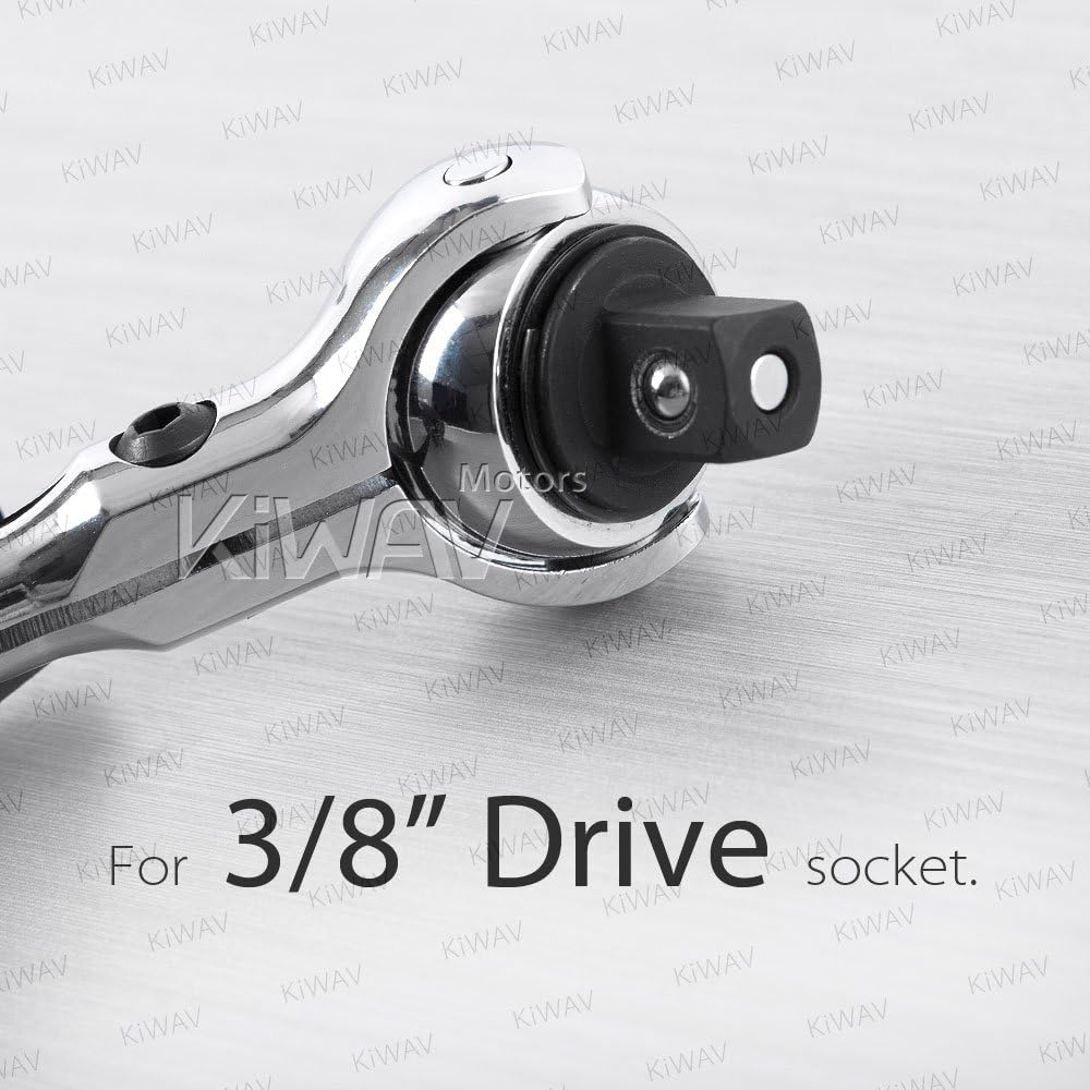 KiWAV 2 Way Handle with 3/8" Drive Swivel Ratchet Head Quick Release T-Grip or Regular Grip Chrome Vanadium