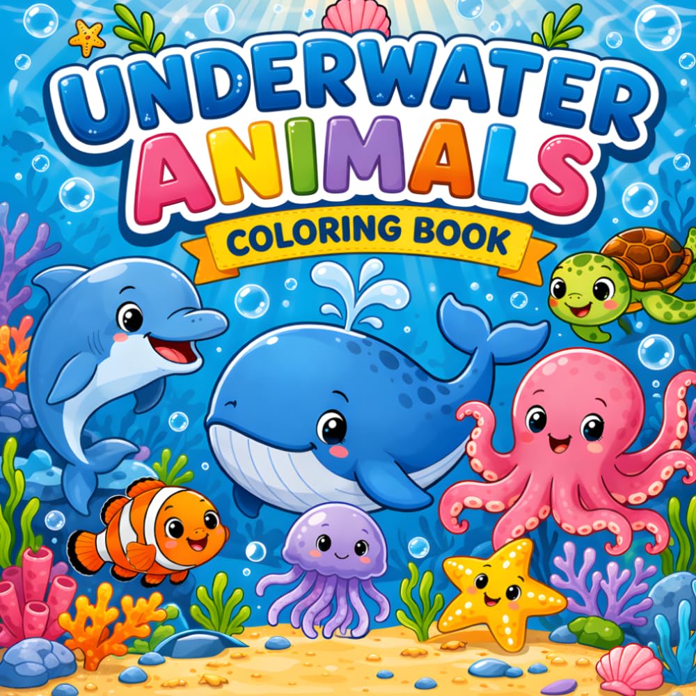Underwater Animals Coloring Book: Explore the Amazing Ocean World! Fun & Cute Sea Creatures for Kids!