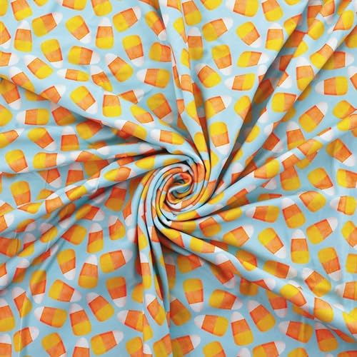 Miniatura 3 de Tela DBP azul mineral de maíz de caramelo retro, poliéster cepillado doble elástico en 4 direcciones, 1 yarda