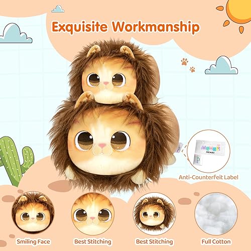 Miniatura 3 de Mewaii Bonita almohada de felpa de gato león, juguete de peluche Kawaii, peluche de gatito con disfraz de león, regalo de cumpleaños suave para