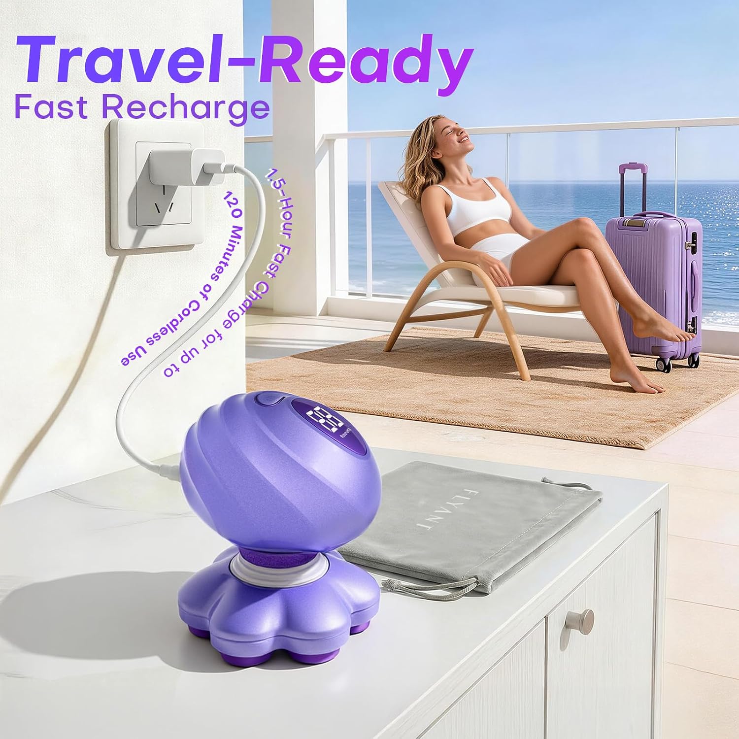 Flyant Electric Razors for Women Legs, 7D Rechargeable Body Shaver, IPX7 Waterproof Wet Dry Electric Shaver, Lady Hair Remover for Face Underarm Pubic, Violet