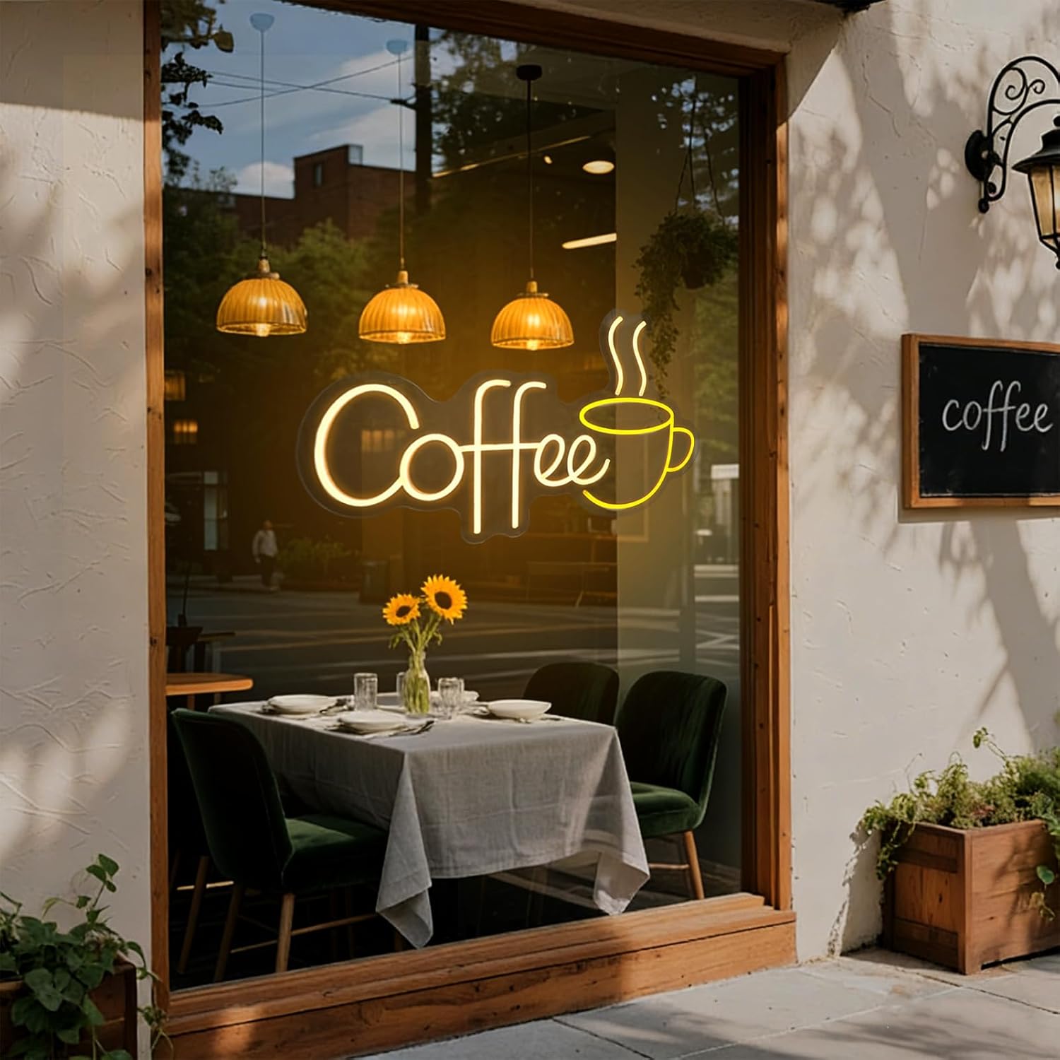 LED Neon Sign Coffee for Coffee Bar Wall Decor, 19.6x11.8 Inch USB Powered Neon Light for Cafe Kitchen Coffee Station Restaurant Pub Home Wall Art Decorative Night Light