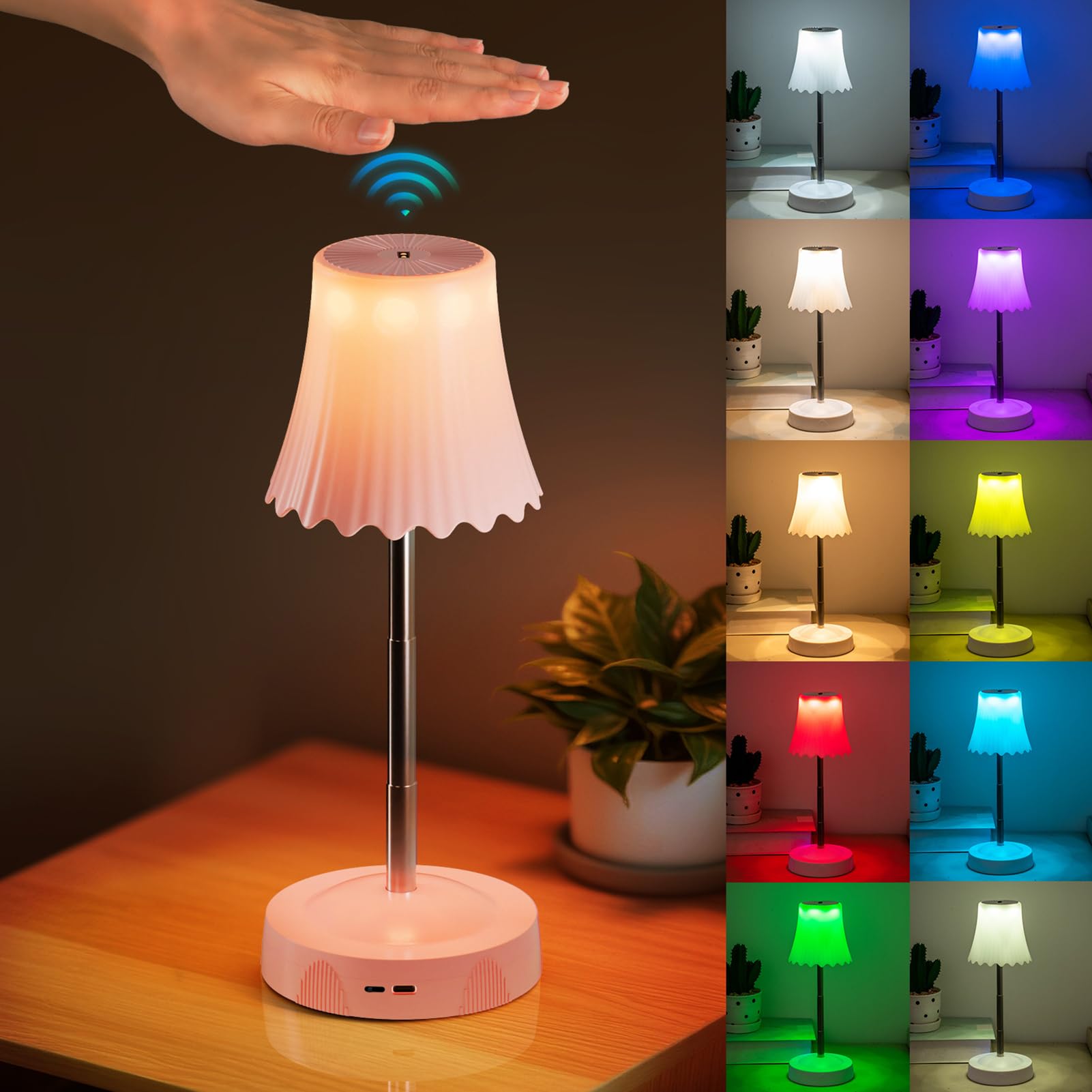 Lampade Ricaricabili Senza Fili Altezza E Luminosità Regolabili RGB Smart | Lampada Per Scrivania Senza Fili Luce RGB per camera da , bagno, sala pranzo, soggiorno, lettura, cucina, comodino