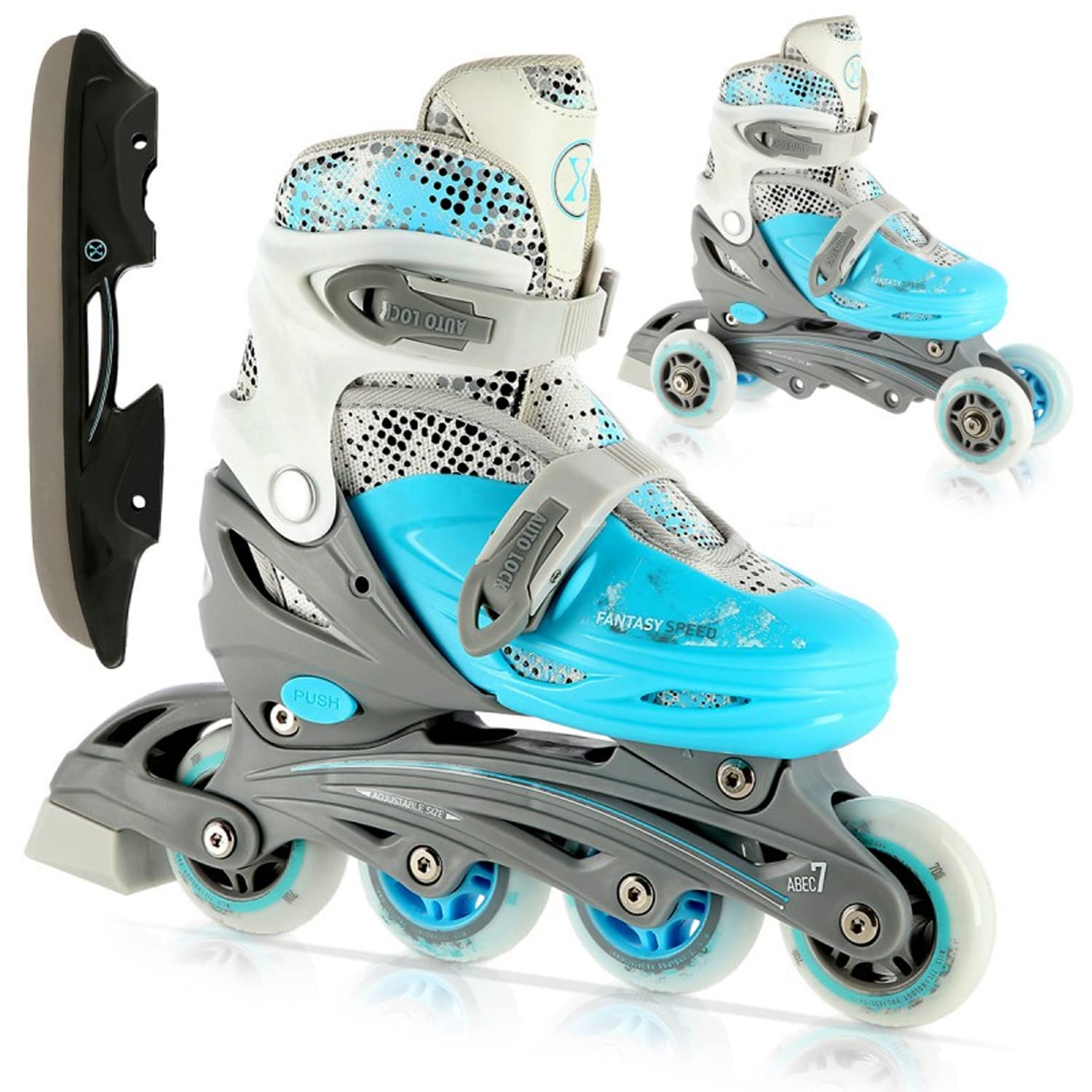 Patins à glace 4 en 1 - Réglables - NH18331 (S, bleu)