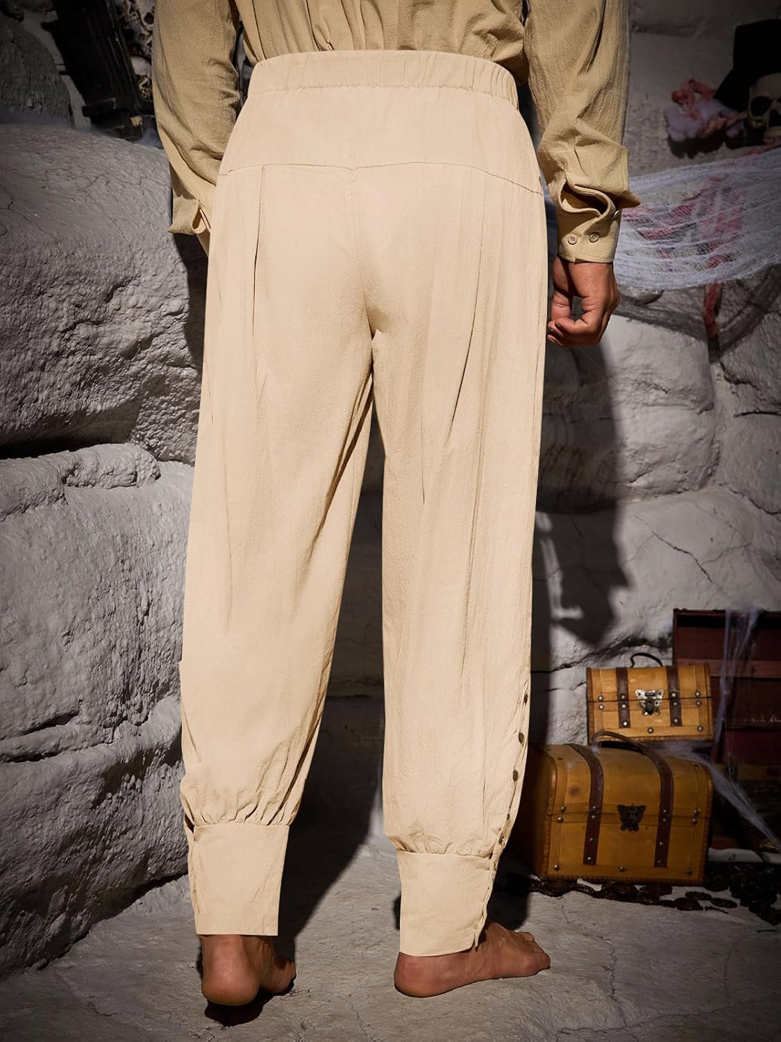 Runcati Mens Medieval Pirate Pants Renaissance Viking Ankle Ren Faire Pants Colonial Gothic Halloween Costume Trousers - Image 3