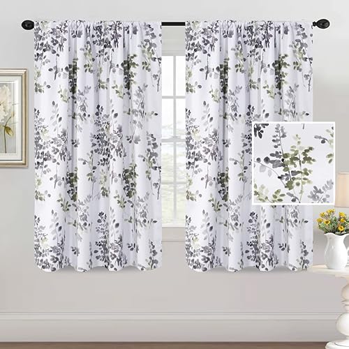 Miniatura 2 de H.VERSAILTEX Cortinas florales de 63 pulgadas de largo con patrón impreso, cortinas de oscurecimiento de habitación para dormitorio, bolsillo para