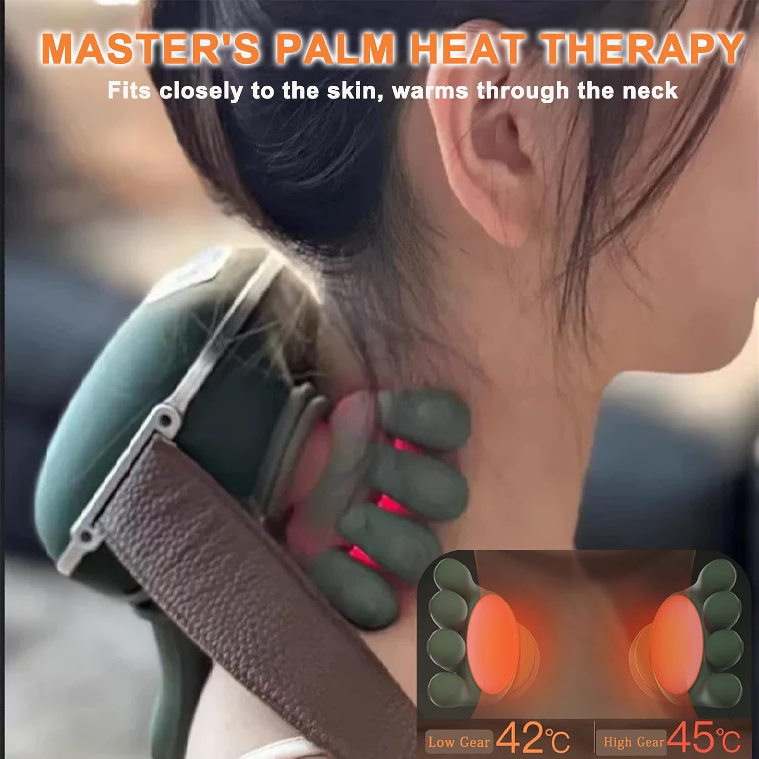 Neck Massager with Heat, Shiatsu Neck and Back Massage, Shoulder Massager for Pain Relief Deep Tissue with 4D Kneading, Wireless Portable and Rechargeable Finger Massage for Women and Men - Image 7