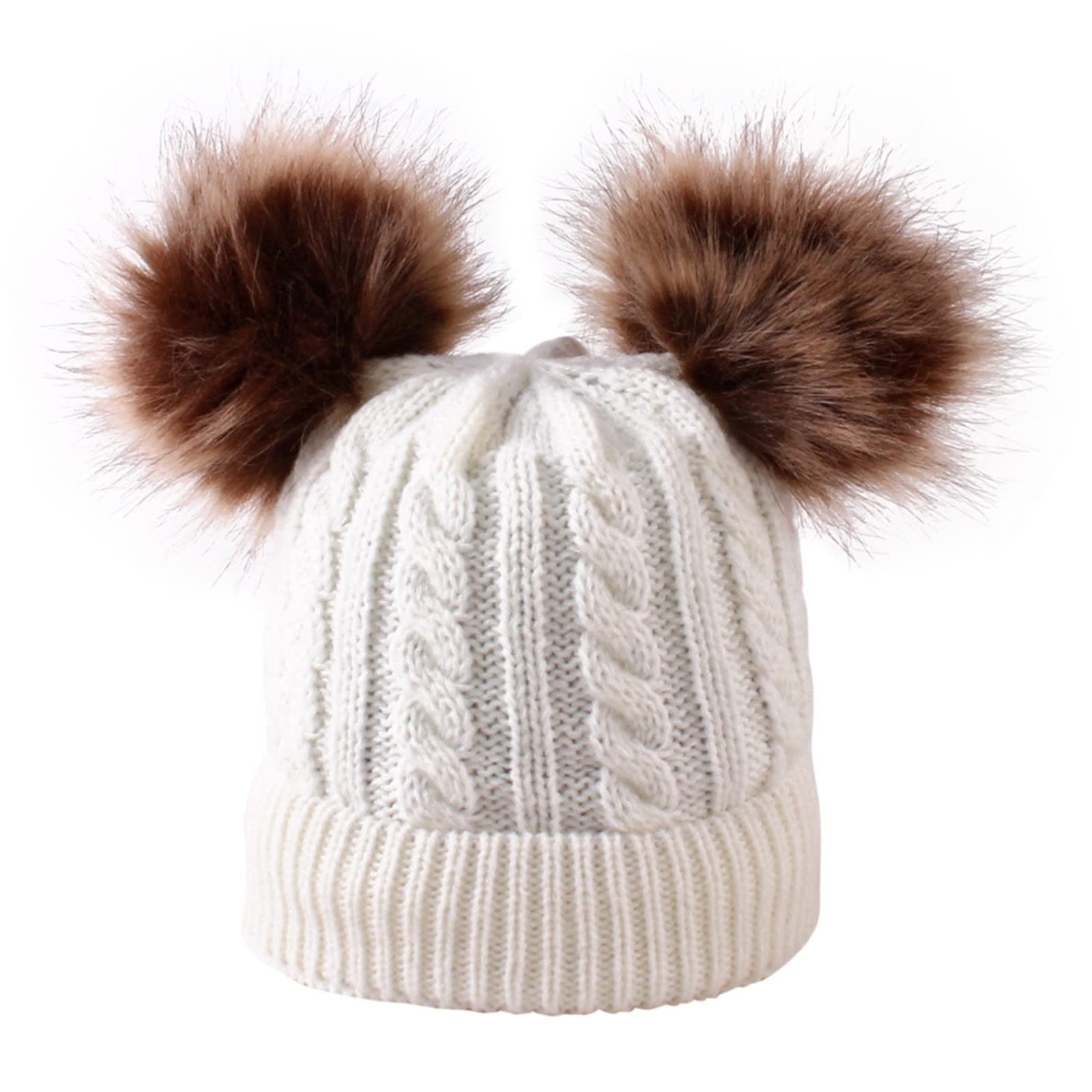 Gorro Cálido de Invierno, Gorro de Invierno para Niños Pequeños, Gorro Fino de Algodón para Niños Y Niñas con Forro, Gorros de Punto, Gorro de Aviador para Niños, Invierno/White/One Size