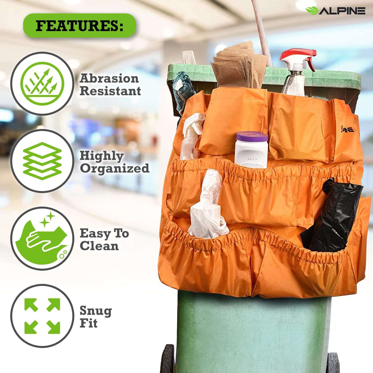 Alpine Industries Sac poubelle pour grandes poubelles rondes et carrées – Très résistant 100 % polyester – Léger et résistant à l'abrasion à séchage rapide