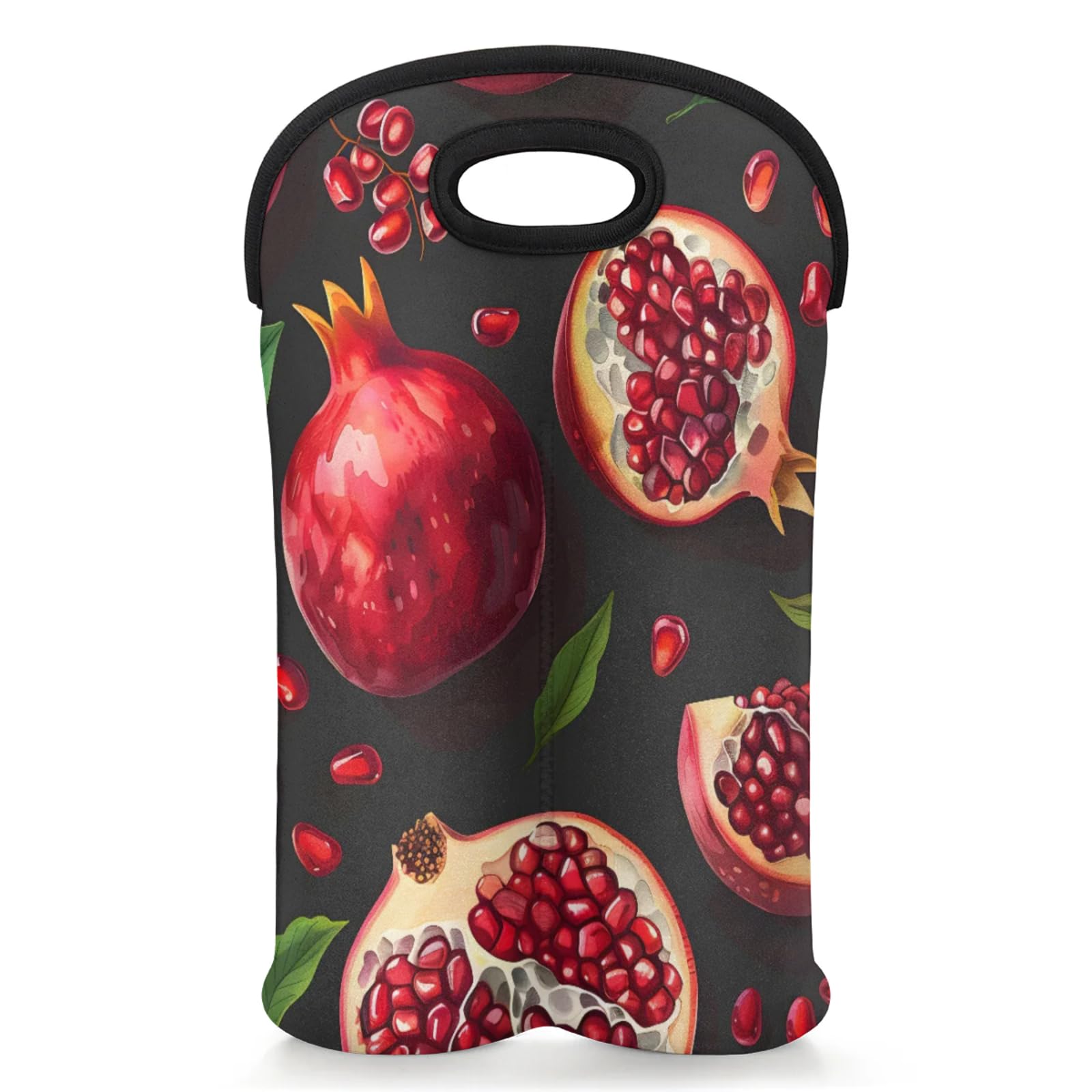GzLeyigou 2 Bottles Fruit Pomegranate Wine Bag Sleeve Totes Neoprene Protective Wine Carrier Bag for Wine,Water, Champagne, Beer, Baby Bottles,Gift 14.5 x 10 Inches