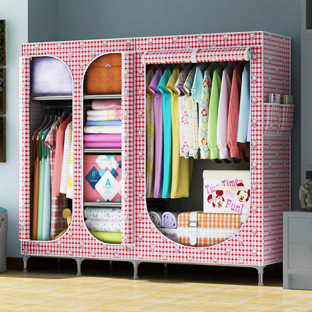 Garde-Robe Portable en Tissu Non-Tissé avec Penderie et Fermeture Éclair 168x45x168 Cm