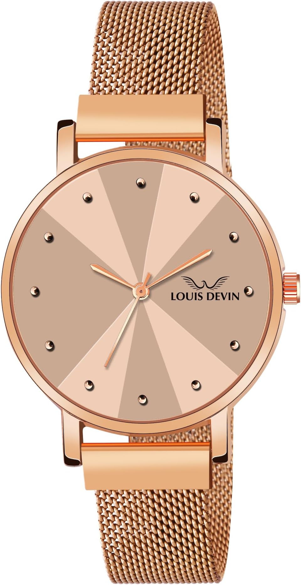 Rose Gold Plated Mesh Chain Analog Wrist Watch for Women (Blue/Green/Brown/Black Dial) | LD-RG173