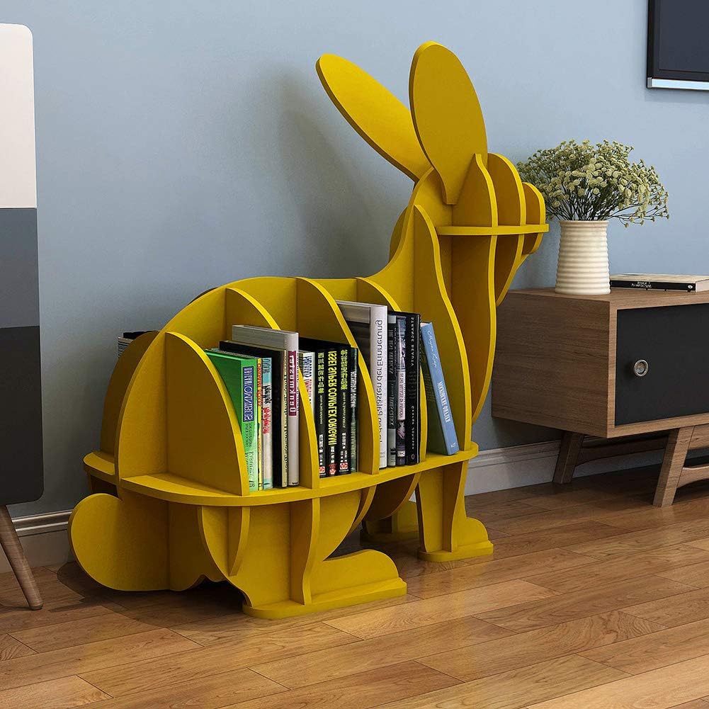 Rabbit Shape Kids' Wall-Mounted Bookshelf Bookcase and Wall Organiser Storage Shelf for Children's Room Playroom School Space-Saving White m (White Small)