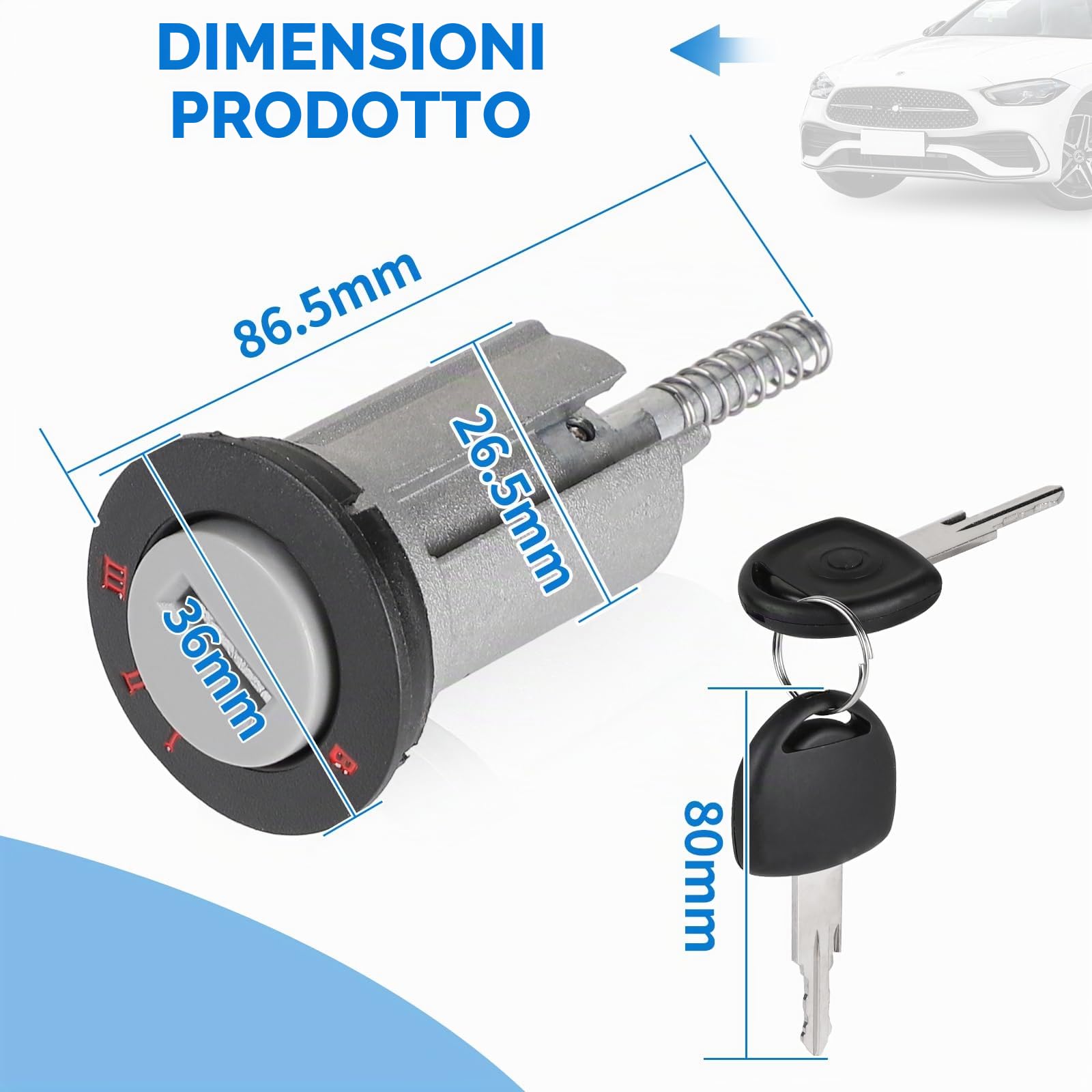 DBREAKS Interruttore di Blocco dell'accensione con Chiavi 9115863 90511999 Compatibile con Vauxhall Tigra B Combo C Meriva-A Corsa-C, Serratura di Sicurezza e Chiavi