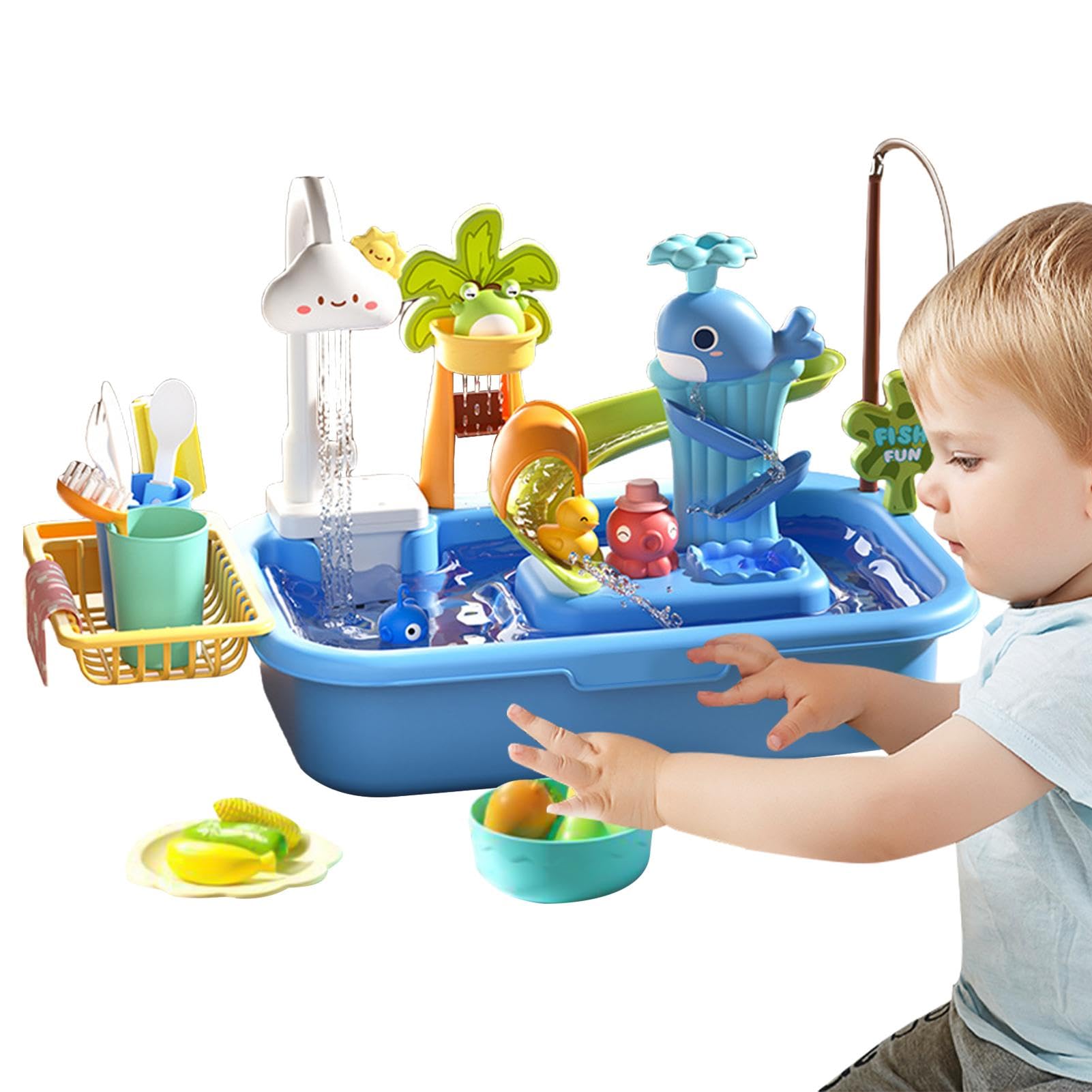 Giocattolo da gioco per lavastoviglie, lavello per con acqua corrente | Giochi d'acqua per - all'aperto 4 in 1 per i più piccoli, tavolo ad acqua per giochi creativi, attività | Giochi d'acqua per - all'aperto 4 in 1 per i più piccoli, tavolo ad acqua per