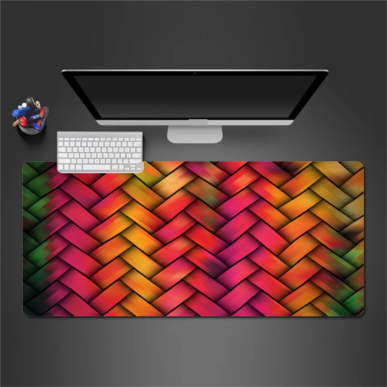 Gaming Mauspad XXL Rot Orange Großes Mauspad Schreibtischauflage mit Vernähte Kanten Einer speziellen Oberfläche verbessert Geschwindigkeit und Präzision 1200x600x3mm