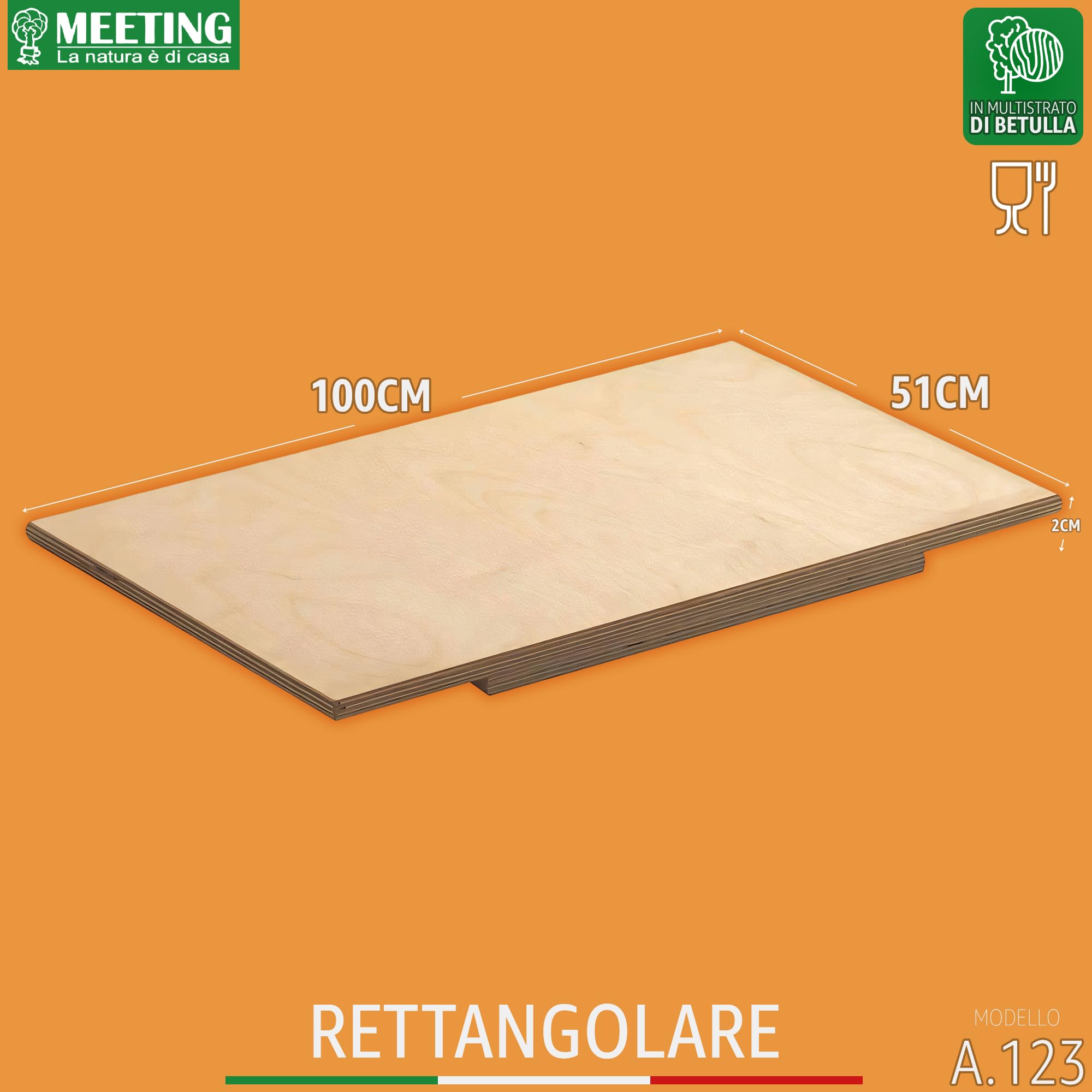 Sicignano Set 2 Spianatoie per Impastare Professionale in Betulla, Asse di Legno Made in Italy per Pasta Fresca, Pizza e Pane, Tavola Certificata MOCA Food Grade, Superficie Levigata (100x51 cm)