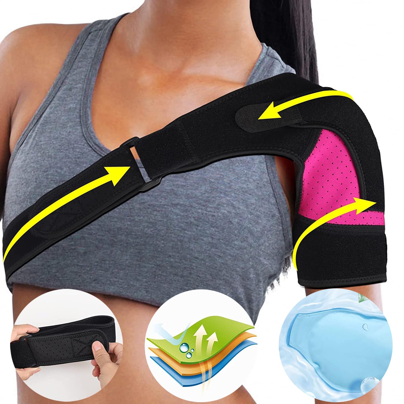 Schulterbandage Für Damen - Atmungsaktiv, Verstellbar, Für Sport & Rehabilitation In Rosa