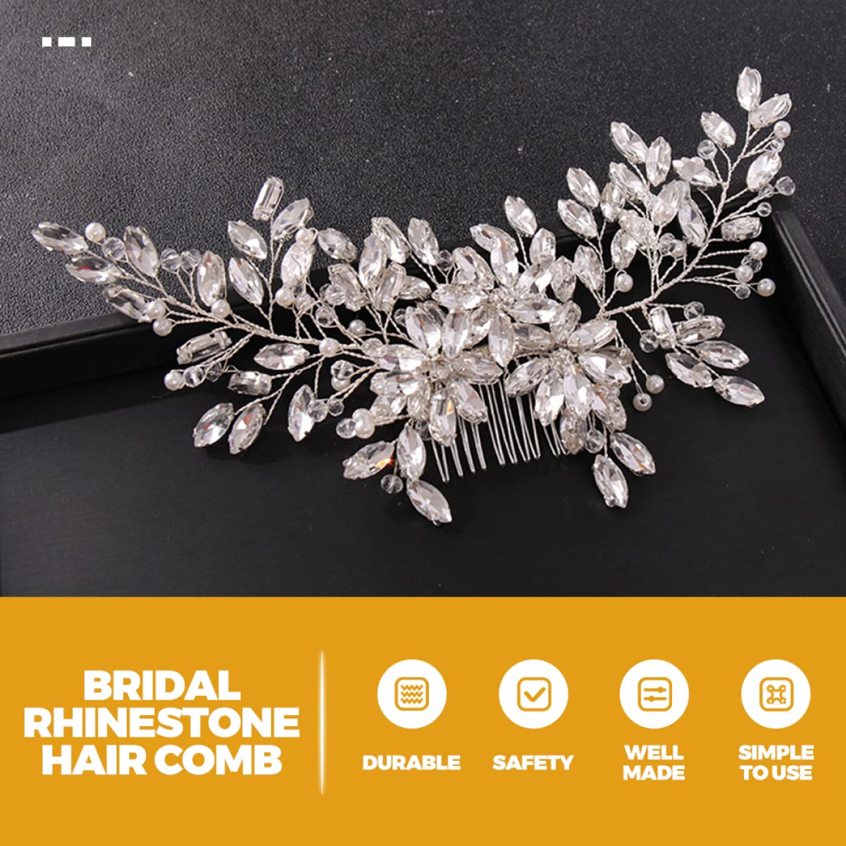 Fermaglio per capelli, forcine per capelli, pettini per capelli, accessori per capelli, set di 4 fermagli per capelli da sposa con strass per matrimonio, pettine laterale per capelli delicati