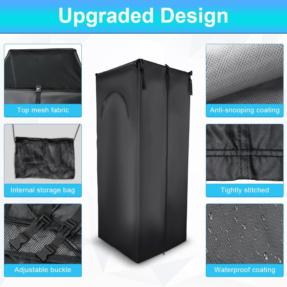 Pontoon Boat Privacy Tent Boats Curtain with Storage Bag Waterproof Portable Adjustable Hanging Changing Install Under Bimini Top 72" H 30" L 27" W