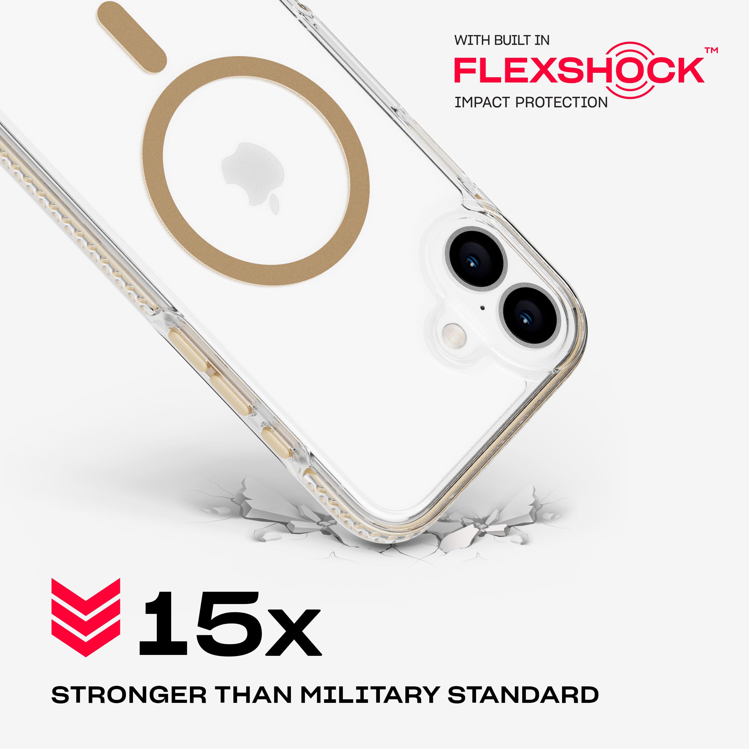 Tech21 EvoCrystal for iPhone 16 Plus Compatible with MagSafe - Impact Protection Case 15x Military Standard Tested - in Gold - Image 3