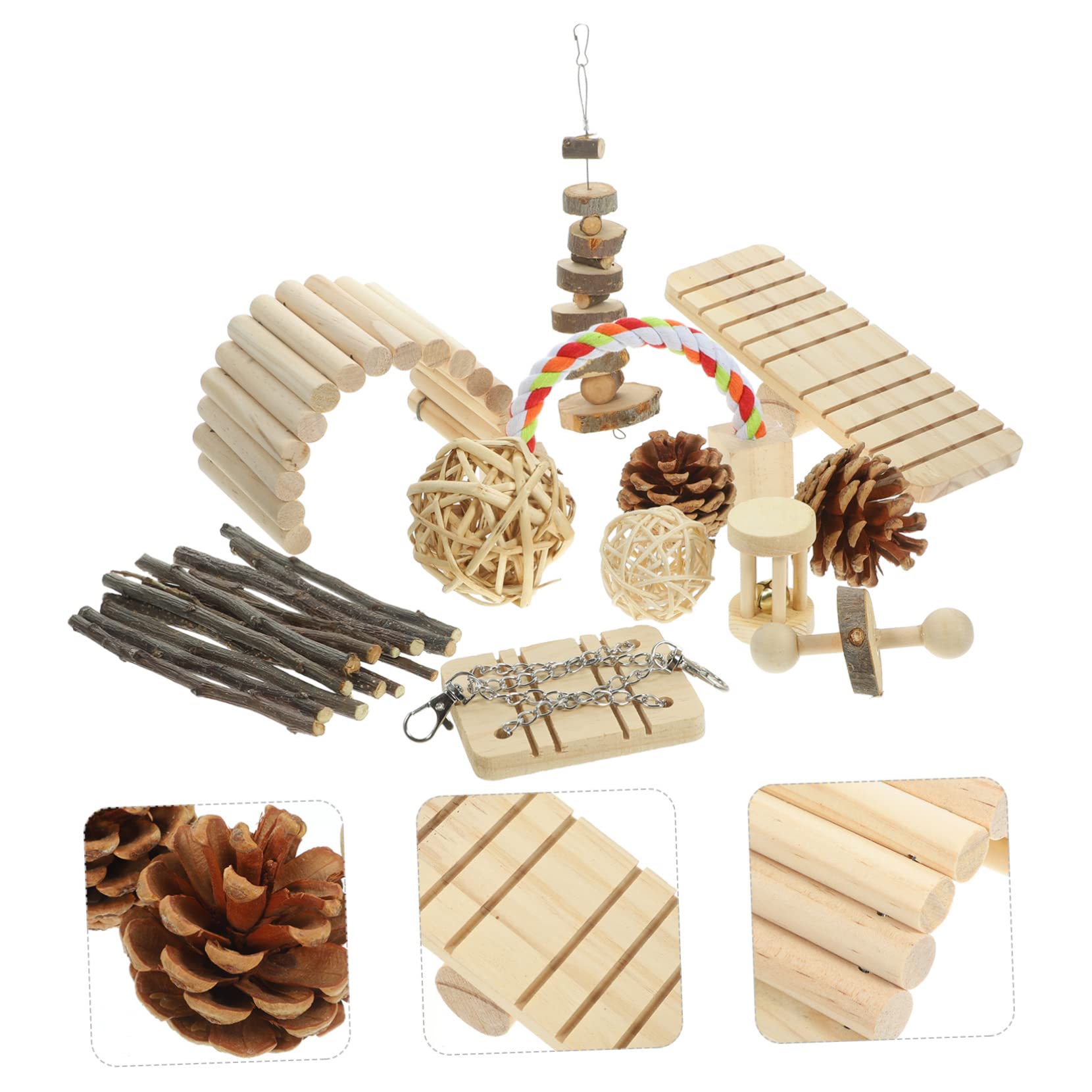1satz Hamster Kauspielzeug Set Für Kleine Tiere Multifunktionale Rutsche Schaukel Und Nager-Spielzeug Zahnpflege Für Hamster Kaninchen Und Meerschweinchenpapierverpackung