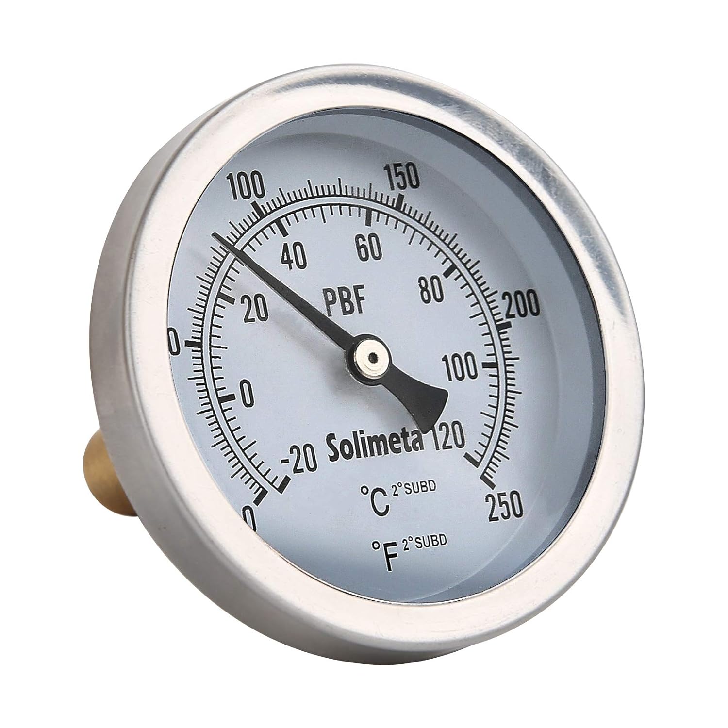 Solimeta 2.5" Bimetal Dial Thermometer, 0250 deg F/20120