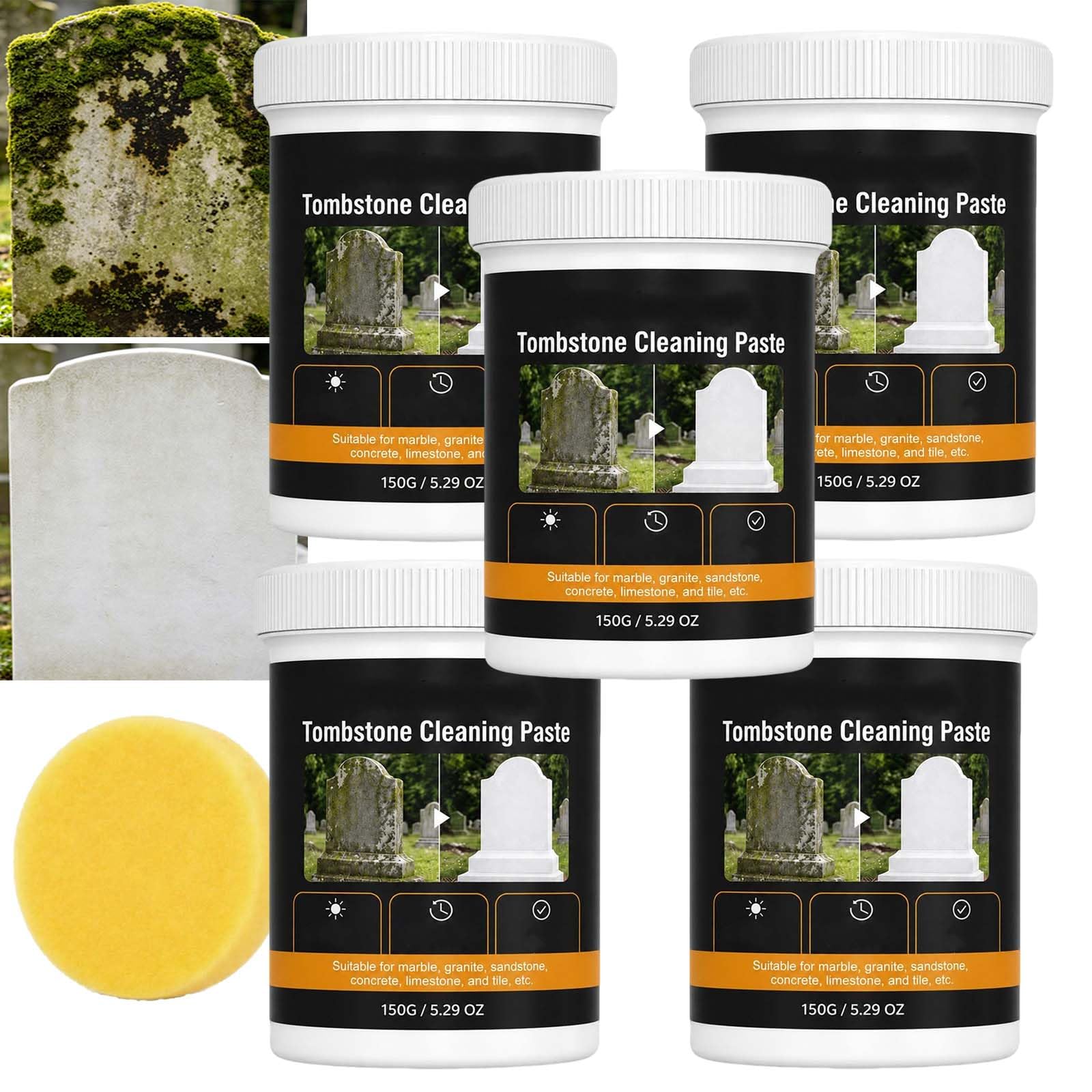 Crema de restauración Gravestone, limpieza profunda, pasta de pulido suave, pasta limpiadora de superficies de piedra, pasta de limpieza de superficies de piedra Gravestone and Monument Stone Care