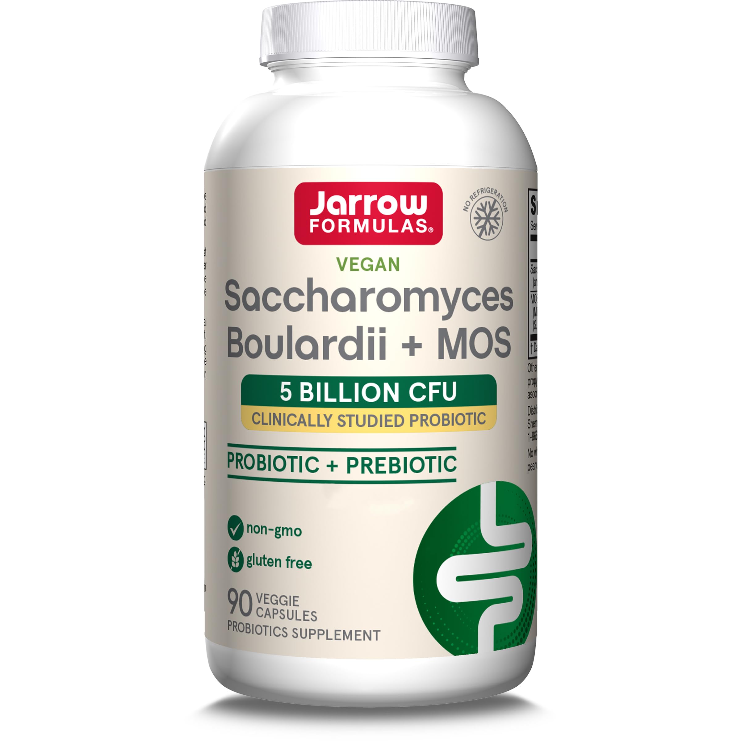 Jarrow Formulas, Saccharomyces Voulardii plus MOS, 90 vegane Kapseln, 250mg (5 Mrd. KBE) Saccharomyces boulardii & 200mg MOS-Hefefraktion je Dosis, Glutenfrei, Sojafrei, GMO frei, Geschmacksneutral