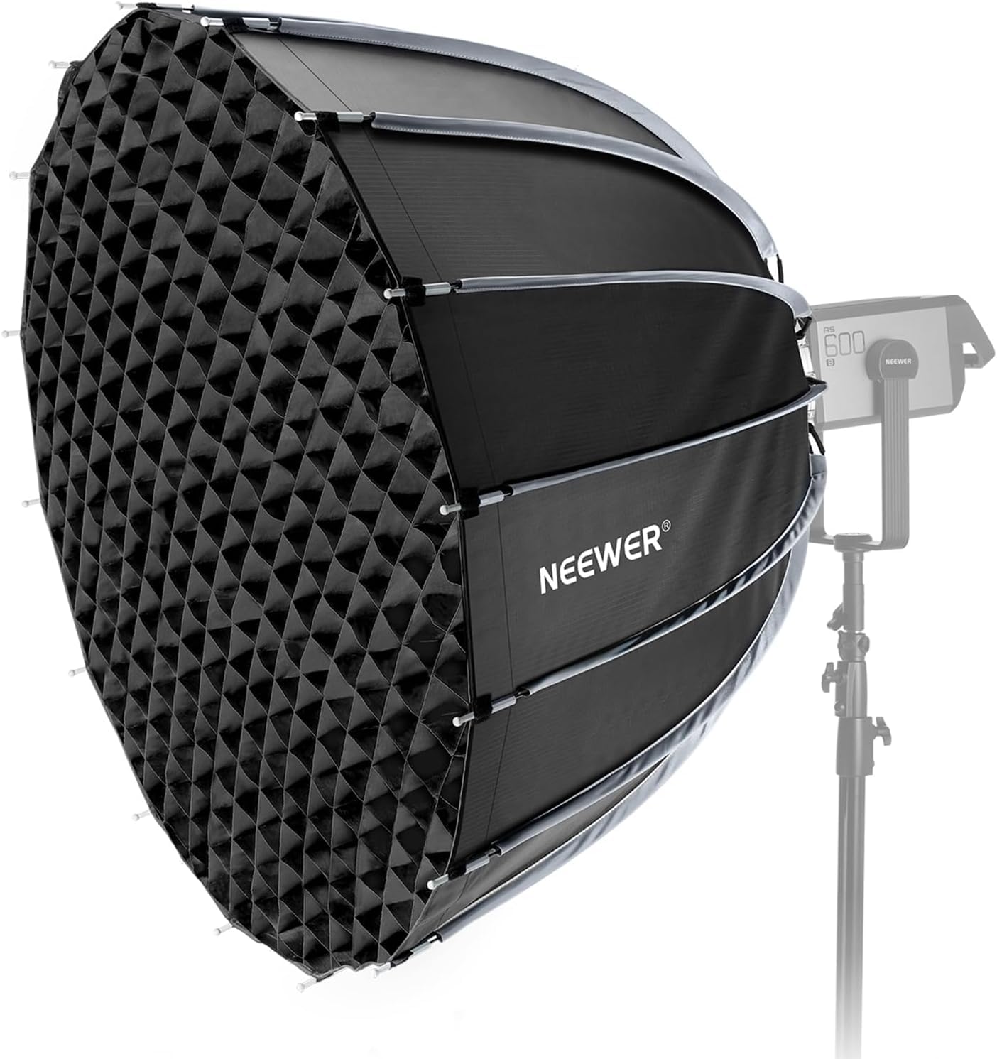 NEEWER BASICS Softbox Parabolico ad Attacco Bowens, 120cm Soft Box a Sgancio Rapido con Diffusore/Griglia/Borsa Compatibile con Godox Compatibile con Aputure 600d Luce per Foto Video da Studio, NS39P
