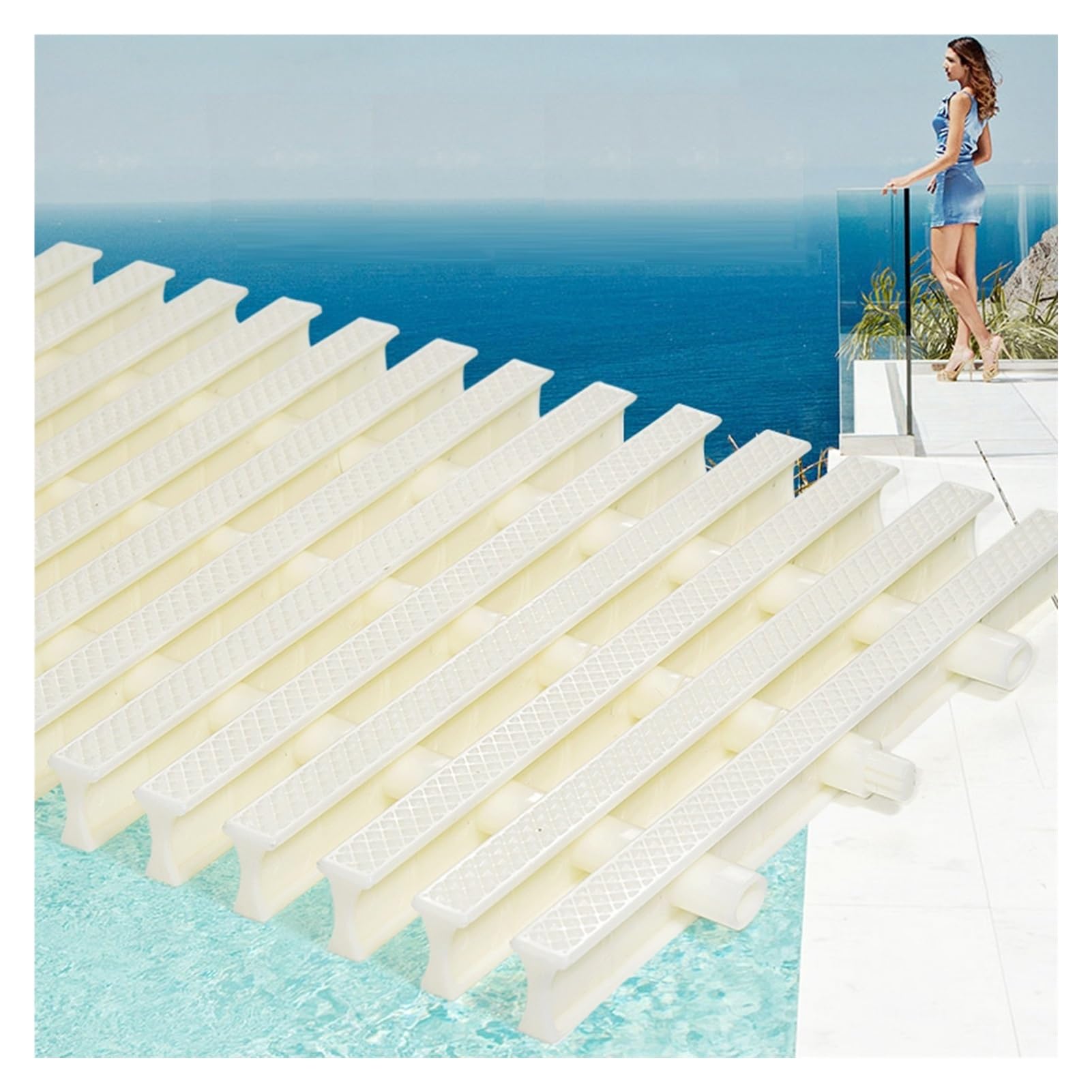 Grille de drainage blanche haut de gamme 30x100 cm pour patio moderne