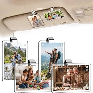 4pc Clear Acrylic Car Visor Picture Frame, Sun Visor Photo Holder Clip Horizontal & Vertical Display Auto Interior Accessories Car Decor Accessories Personalized Decor Gift