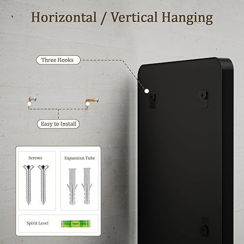 Miniatura 4 de VooBang - Espejo de baño de 30x48 pulgadas, espejo de marco profundo negro hermoso, espejo moderno de tocador de baño con esquinas redondeadas para