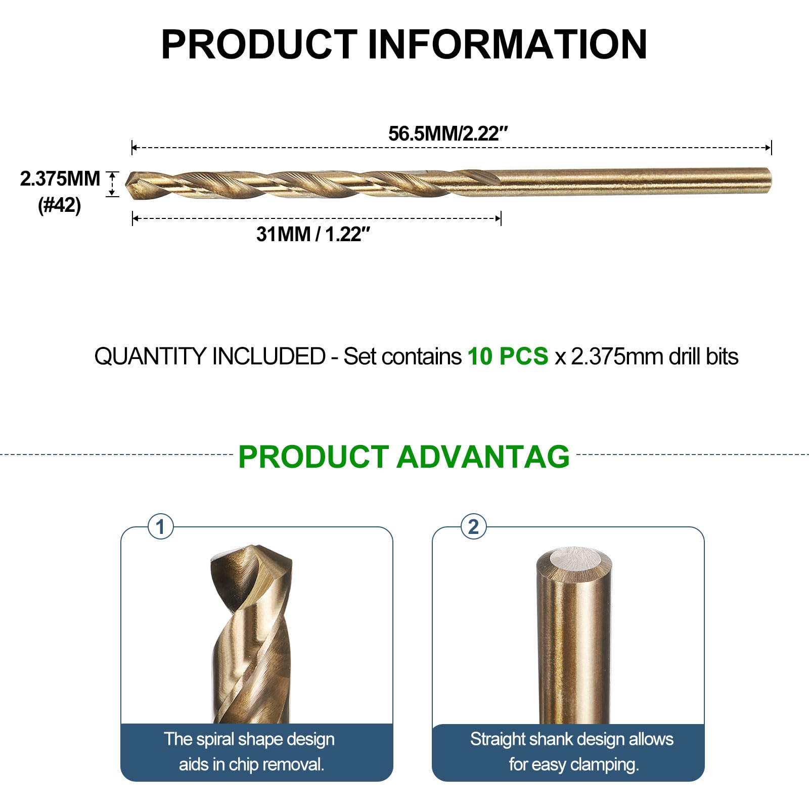 METALLIXITY 2.4mm Micro Drill Bit (#42) 10Pcs - Image 2