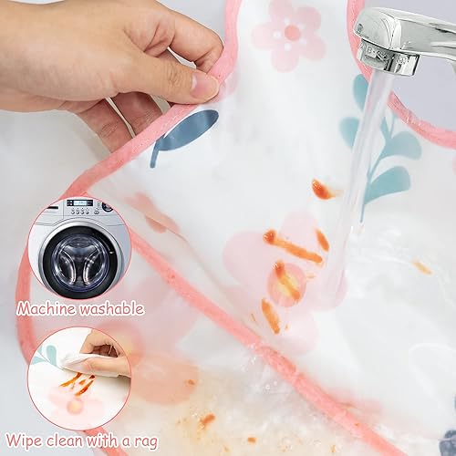 Miniatura 3 de R HORSE Juego de 5 baberos para bebés con bolsillo para atrapar migas y botón a presión, baberos impermeables para bebés de 6 a 24 meses