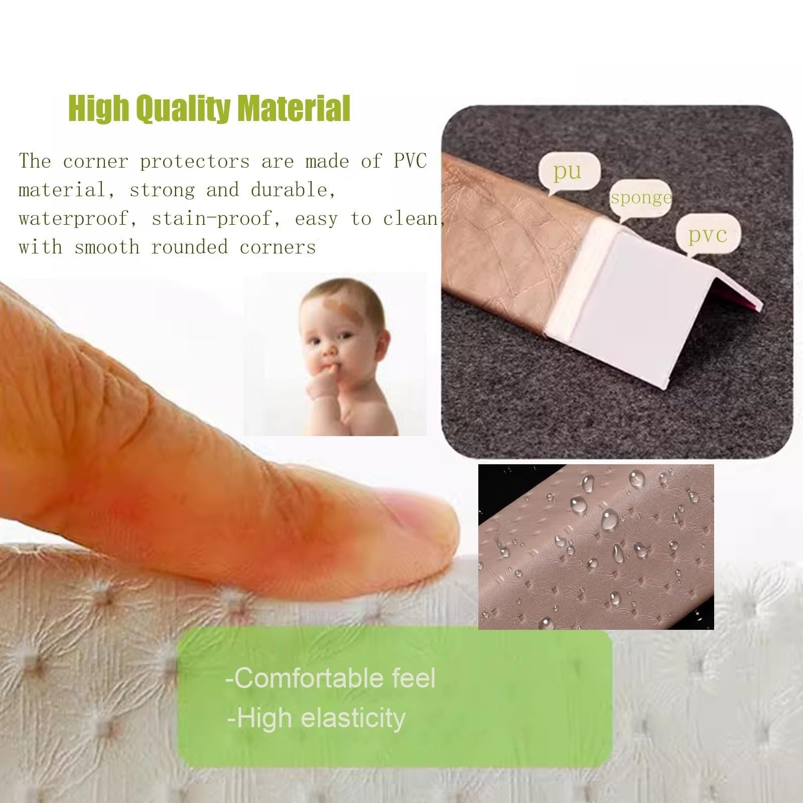 Protectores de Esquina para Pared, Protector de Parachoques de Seguridad para Muebles con Cinta, para Paredes de Yeso/Papel Pintado/Marcos de Puertas, 80 90 100 110 120 130 140 150 160cm de Largo, Tir