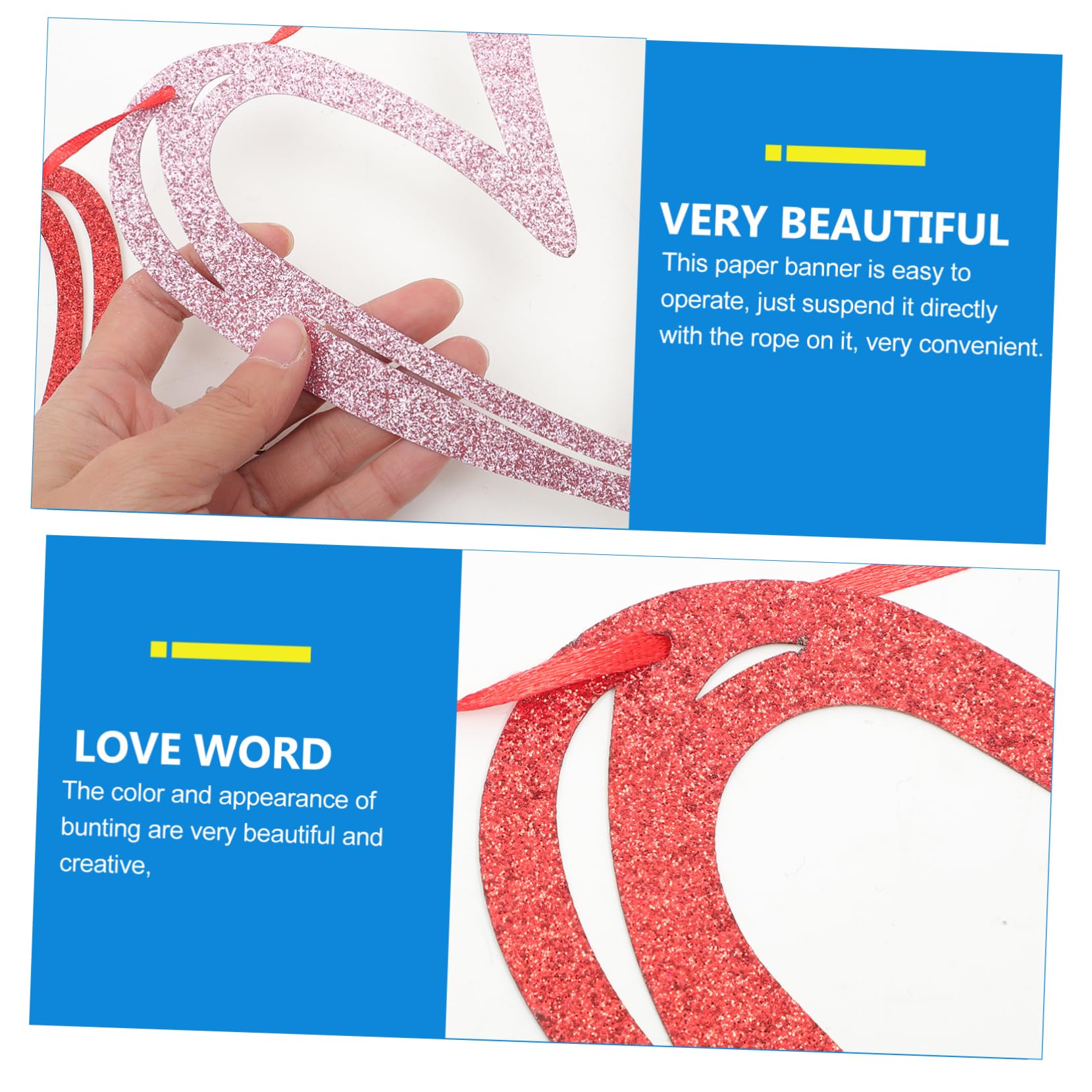 Abaodam 4 Sätze Pull-flag Zum Valentinstag Grad Dekorationen Banner Zur Silberhochzeit Hochzeitsminzbonbons Strassbandquaste Fröhliche Hochzeitsbanner Thematisiert Party Papier 2 Stück * 4