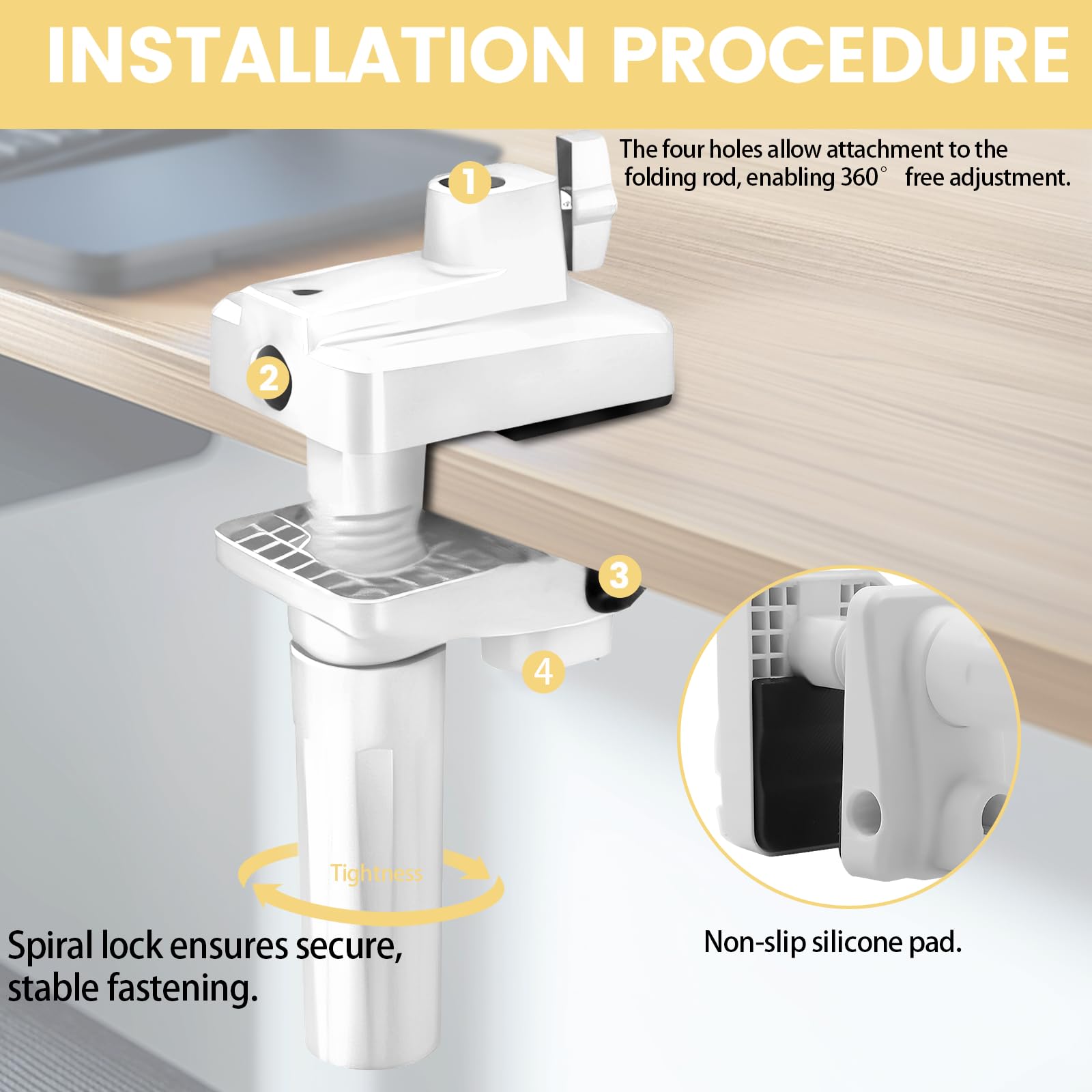 support micro pour perche et bras de micro - fixation stable pour lampes, écrans et micro perche (blanc)