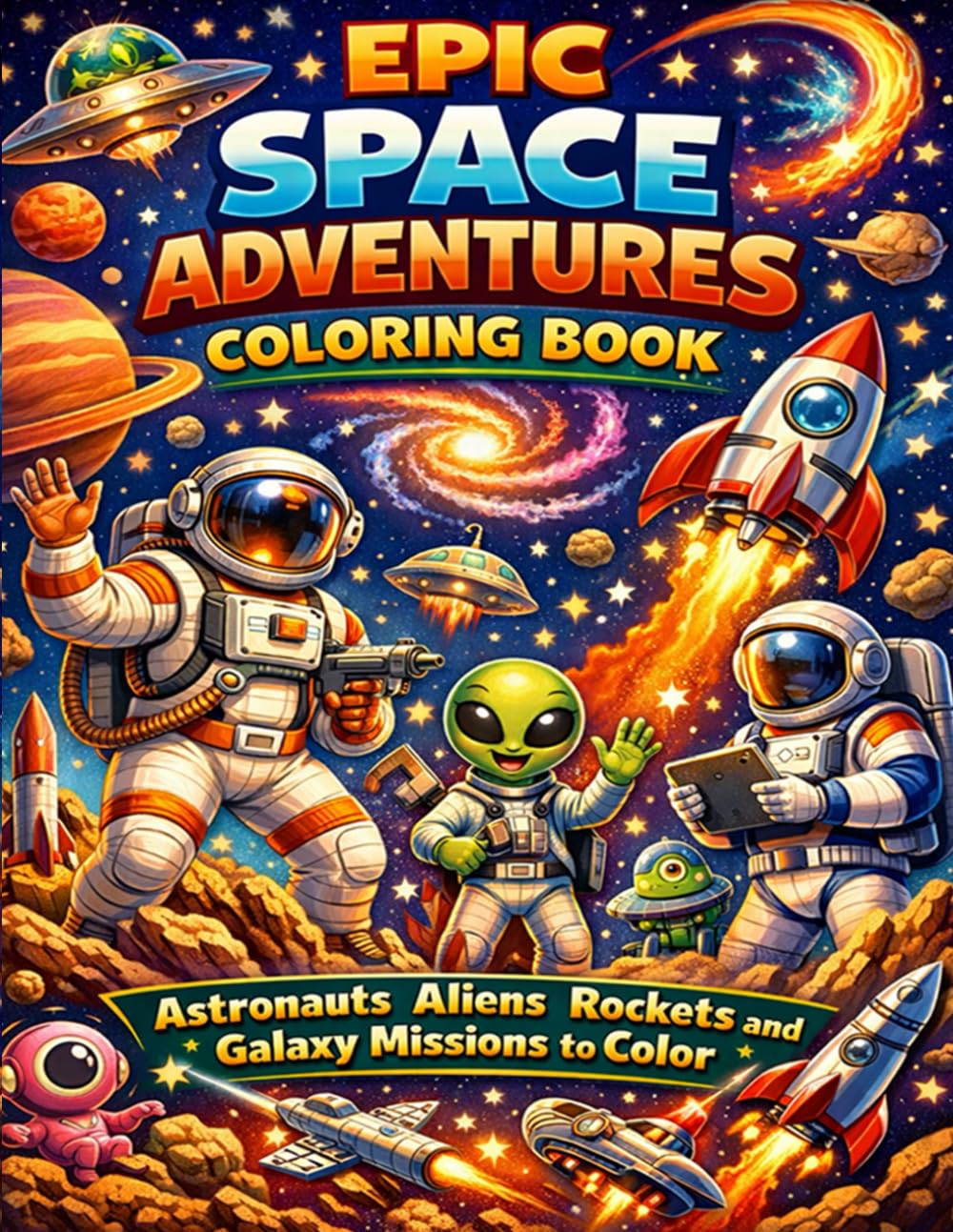 Epic Space Adventures Coloring Book: Astronauts Aliens Rockets and Galaxy Missions to Color