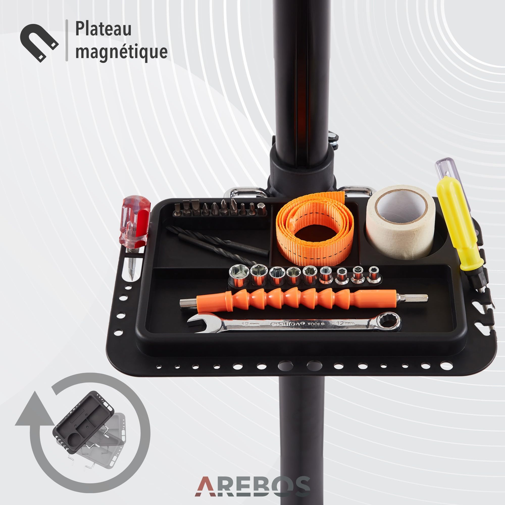 AREBOS Support de Montage Vélo en Aluminium | Réparation Professionnelle pour VTT, Vélo Électrique et Vélo | Rotation 360° | Avec Sac et Serrage Rapide | Champagne