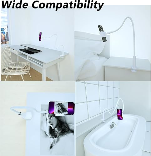 Miniatura 17 de Soporte de cama con clip para teléfono celular, con agarre flexible y cuello de cisne para escritorio, compatible con iPhone 14 Pro Max XR X 8 7 6 u