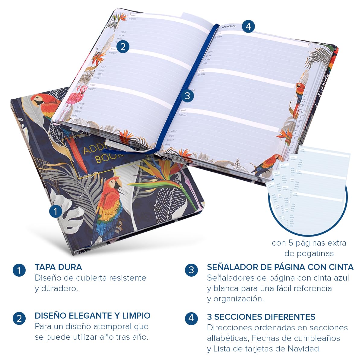 Libreta de direcciones Joeji's A5 - papel libre de lignina de 100 g/m² - todo color - índice alfabético
