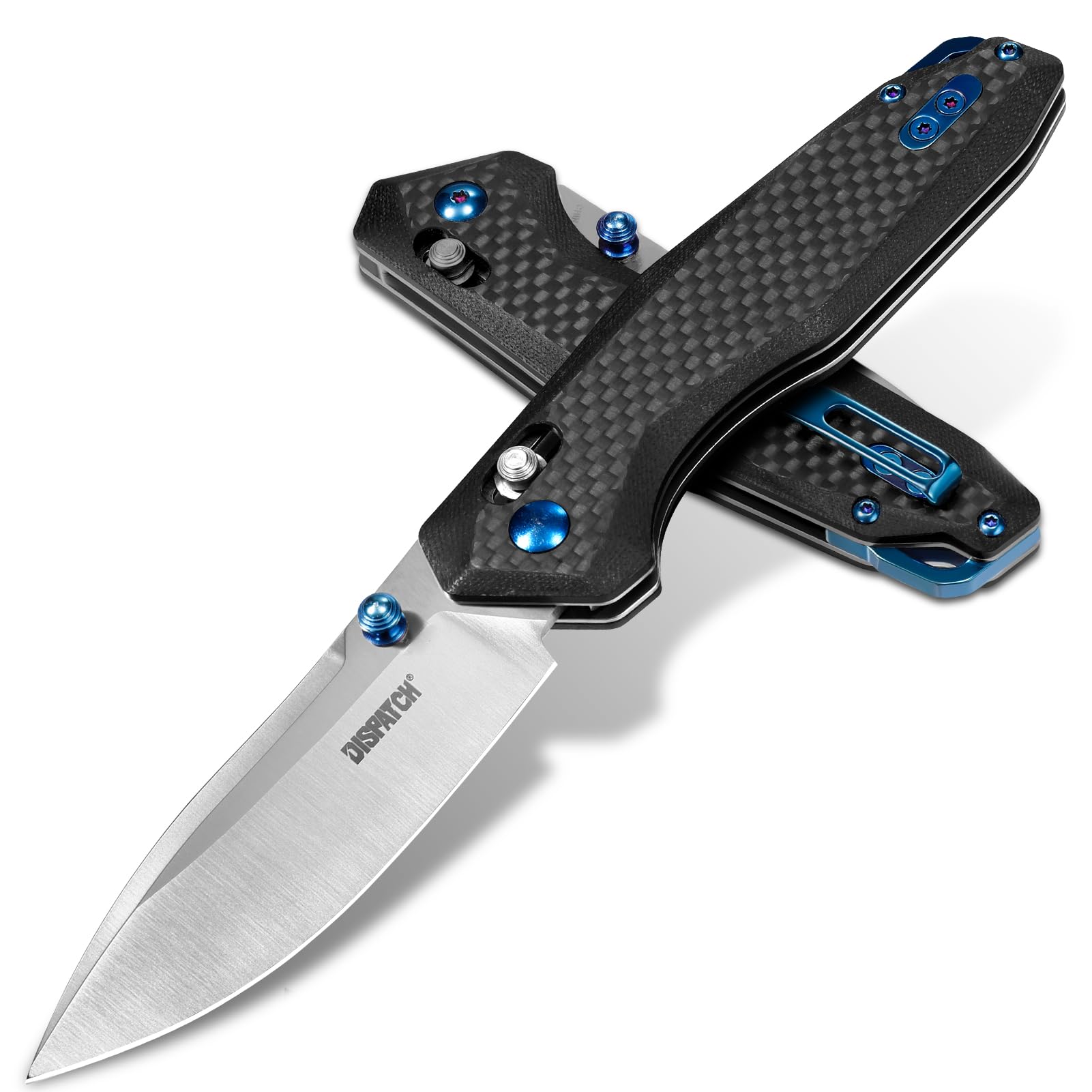 Dispatch Axis Lock Folding Pocket Knife with Clip, 3.27" D2 Steel Blade and Carbon Fiber Handle, Camping Folding Knives for Men Women Hiking Survival Pocketknife
