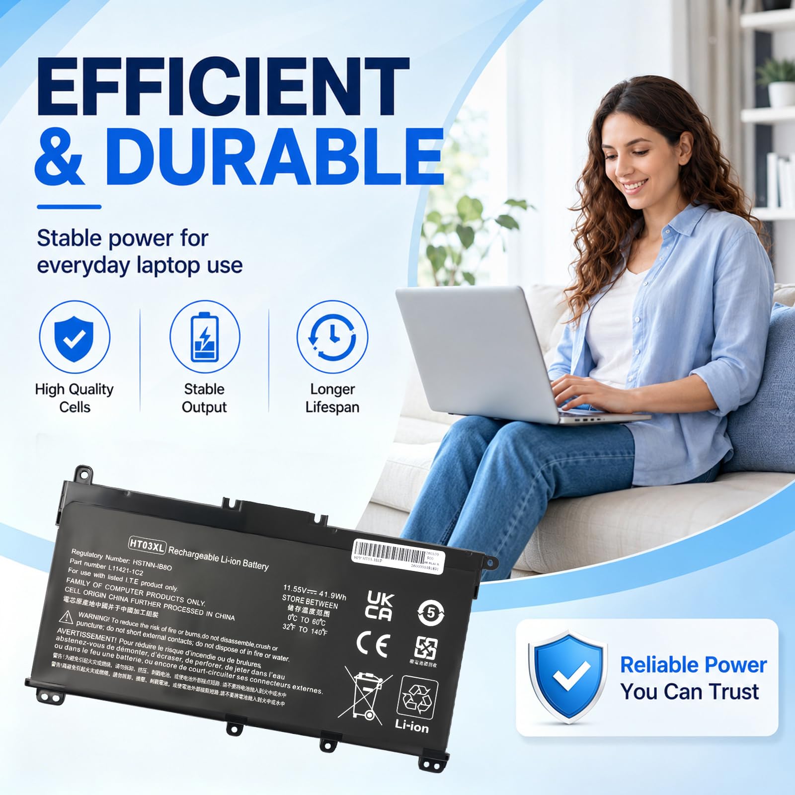 L11119-855 HT03XL Batteria del computer portatile per HP Pavilion 14-CE 14-CF 14-CK 14-CM 14-DH 14-DK 14-DF 14-MA 14Q-CS 14Q-CY 15-CS 15-DQ 15-DA - DB 17-BY 17-CA 240 245 250 255 G7 340 348 G5