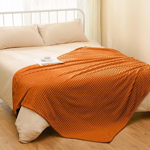 Miniatura 6 de Vessia Manta de franela de forro polar de tamaño individual para cama, sofá, (60 x 80 pulgadas), manta de cama de microfibra de 10.58 ozm a rayas