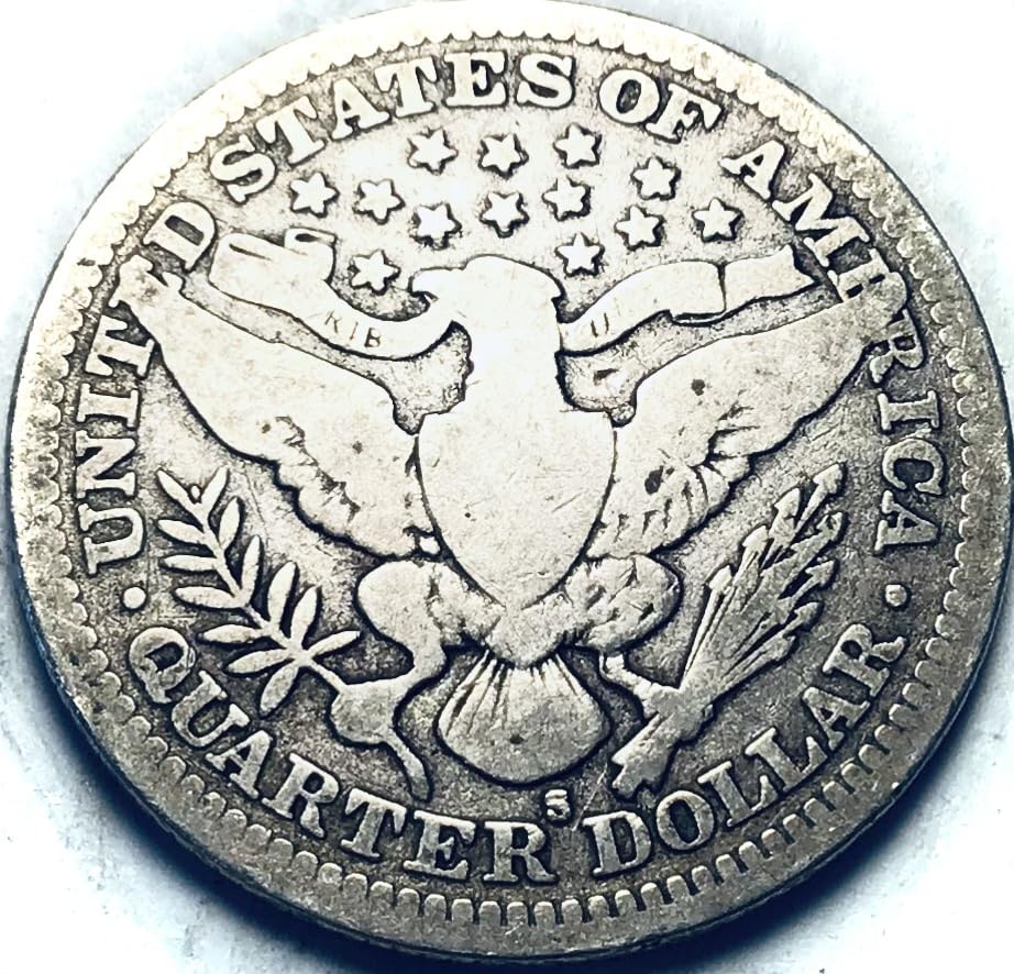 1907 S Liberty Head Barber Silver Quarter Seller Very Good